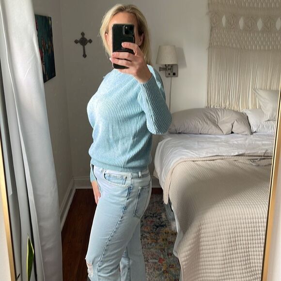 Vero Moda‎ Sweater Womens Small Blue Knit Open Back - Picture 3 of 7